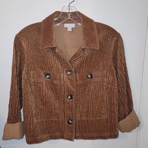 J. Jill Tan Corduroy Cropped Utility Jacket